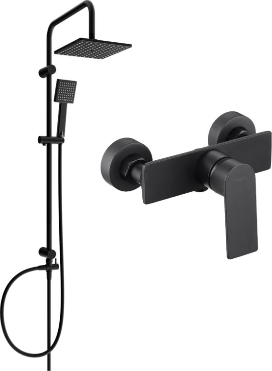 Zestaw prysznicowy Mexen Mexen Tord zestaw prysznicowy natynkowy z deszczownicą i baterią prysznicową Alexa, czarny - 71240200-70