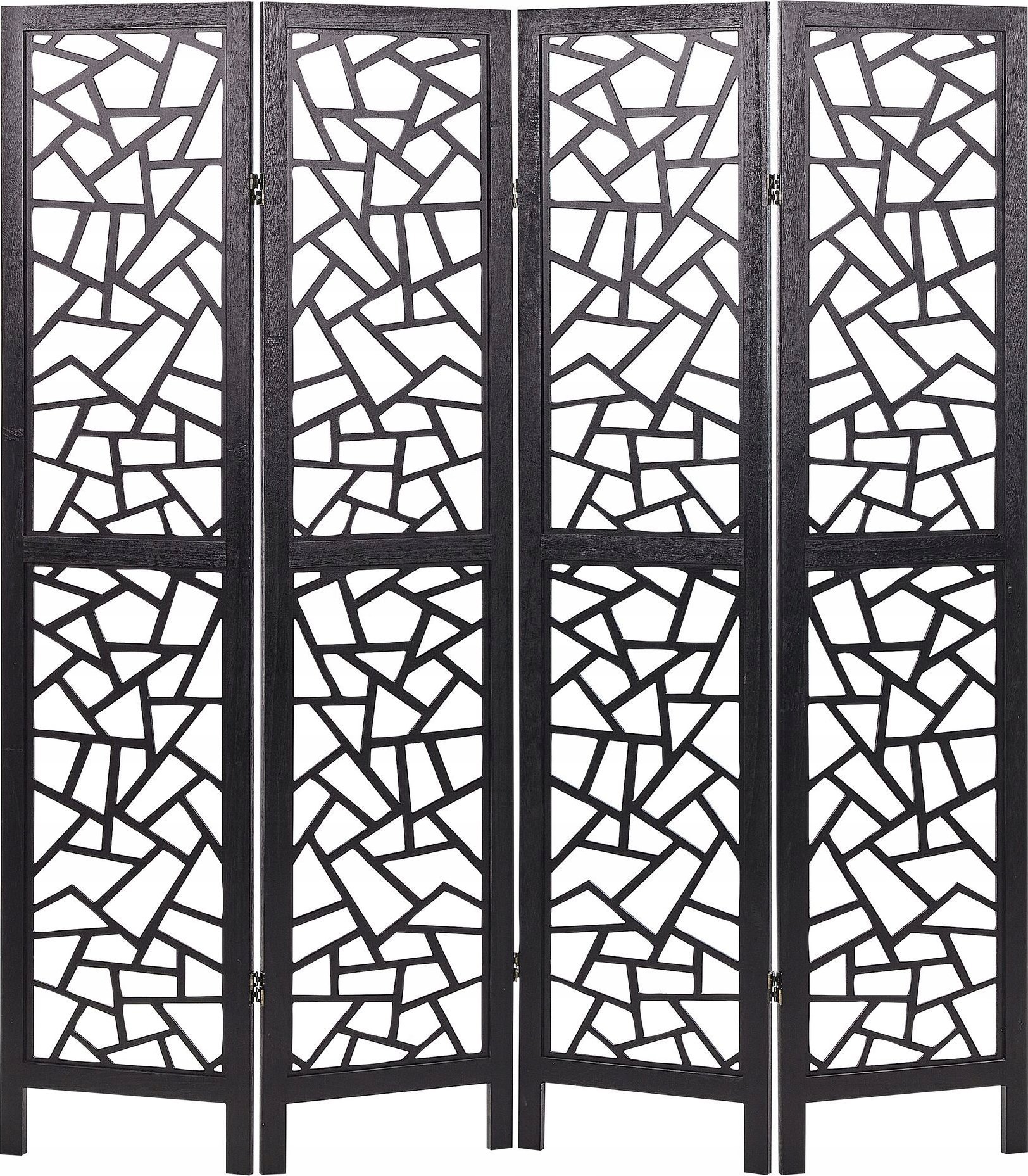 Beliani 4-panelowy składany parawan pokojowy drewniany 170 x 163 cm czarny PIANLARGO