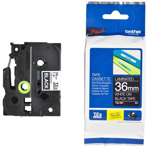 Brother Brother oryginalny taśma do drukarek etykiet, Brother, TZE-365, czarny druk/biały podkład, laminowane, 8m, 36mm - TZE365