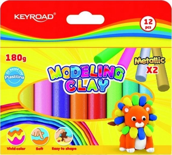 Keyroad Plastelina KEYROAD, okrągła, 12x15g, pudełko, mix kolorów