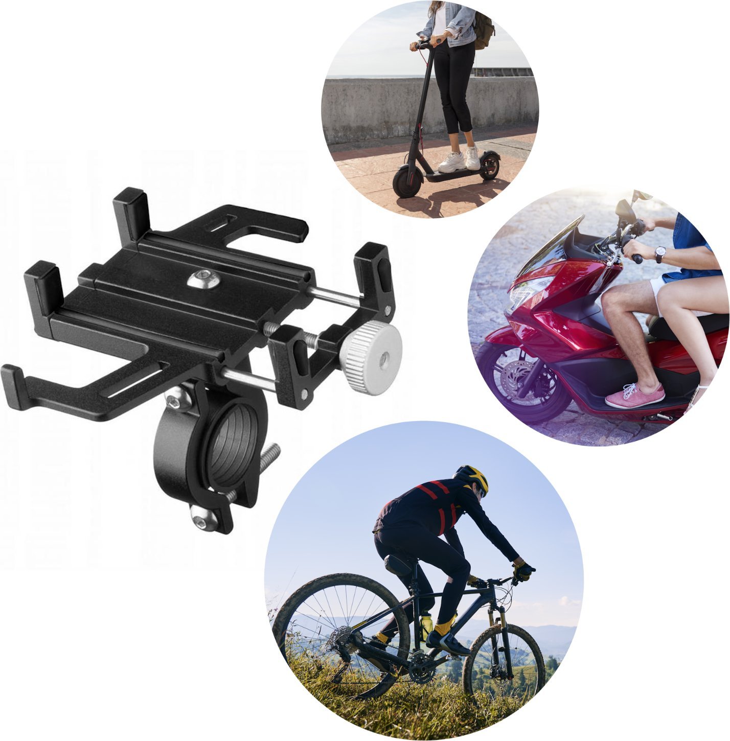 SHOPUJ.PL UCHWYT ROWEROWY NA TELEFON SKUTER HULAJNOGA ROWER METALOWY REGULOWANY MOCNY