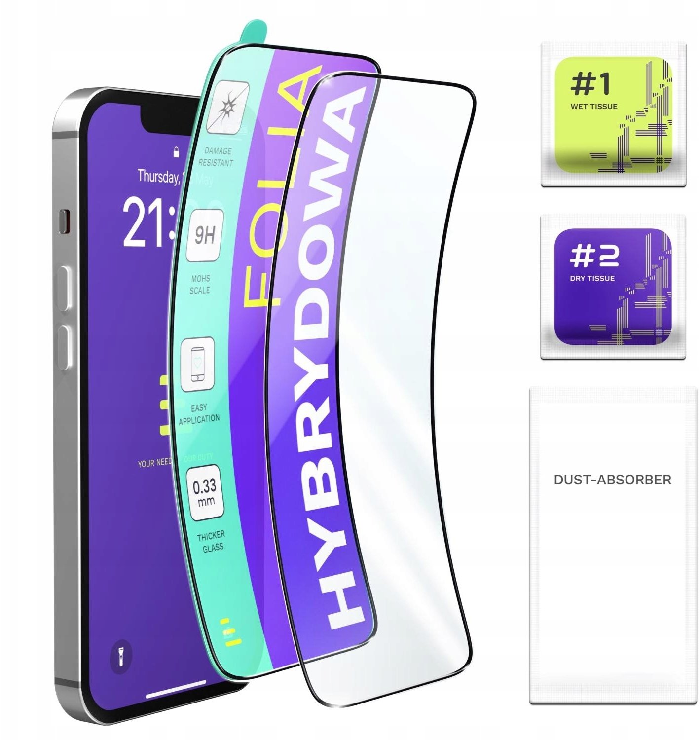 2-PAK Szkło Hybrydowe Do Apple iPhone 17 Air (Szybka 9H, Pełne 5D)