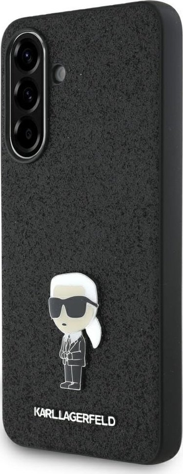 Etui Karl Lagerfeld Fixed Glitter Ikonik Logo Metal Pin do Samsung Galaxy A56 czarny