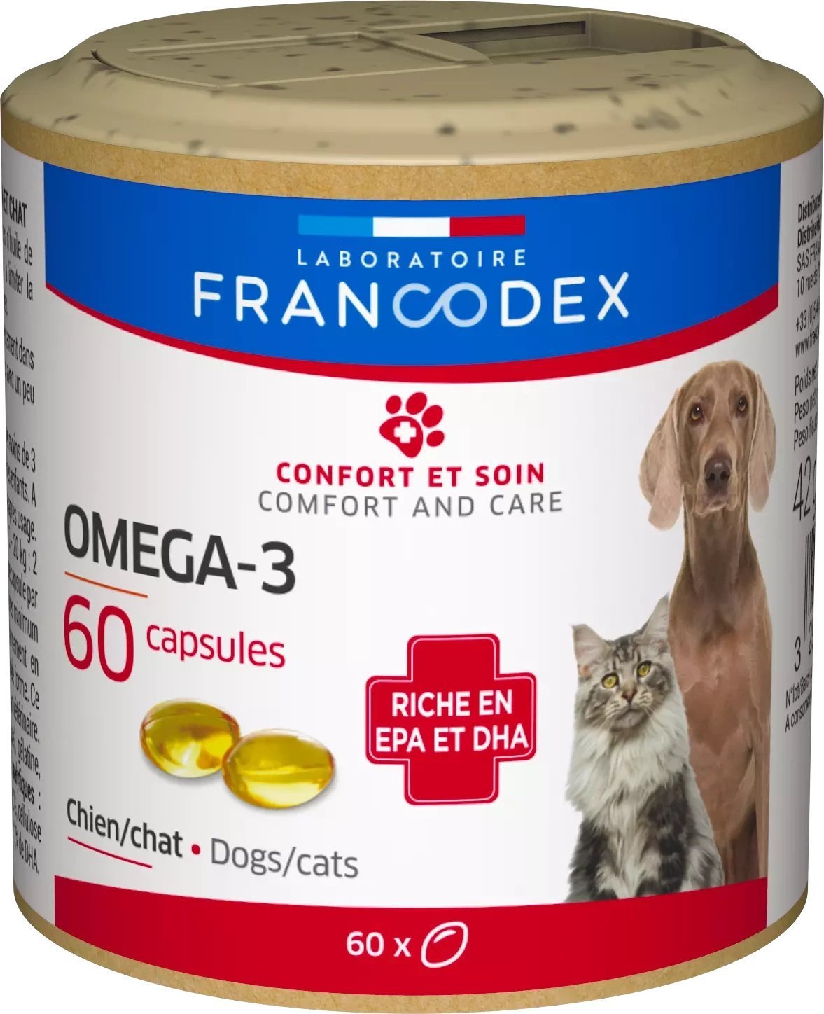 Francodex FRANCODEX PL Kapsułki Omega-3 przeciwzapalne, dla psów i kotów 60 kapułek