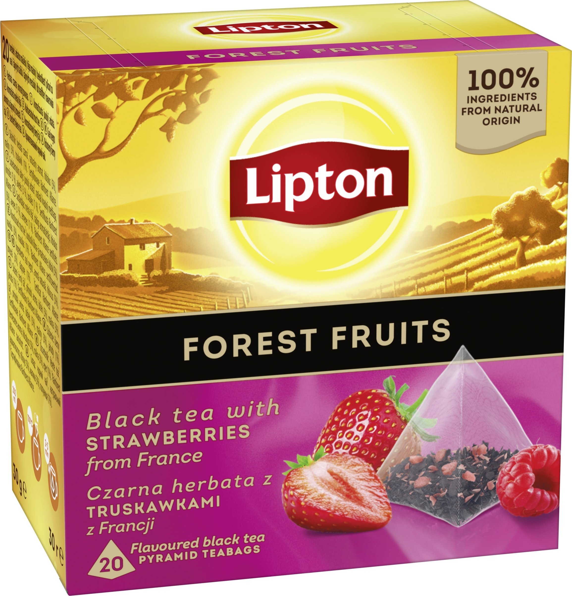 Lipton Forest Fruits Czarna herbata z truskawkami z Francji 20 torebek