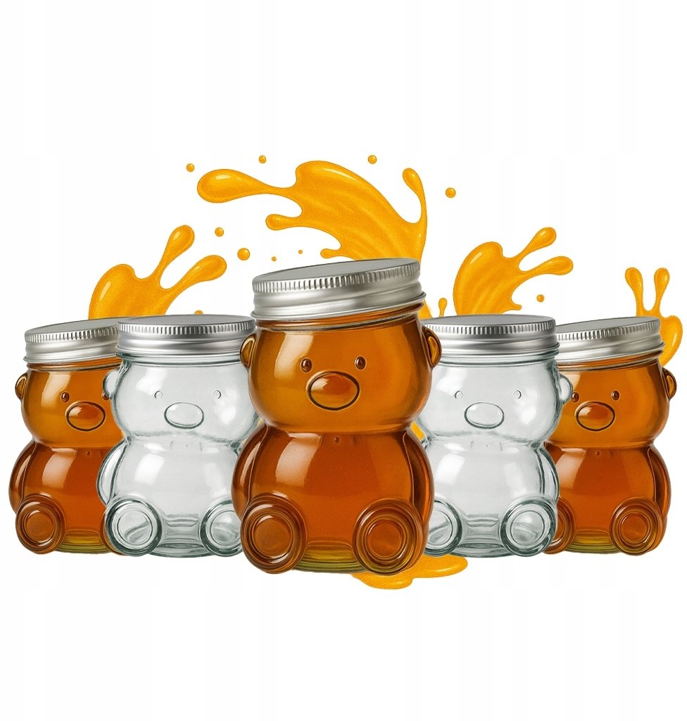 5x Słoik Szklany MIŚ 30ml z Zakrętką Na Miód Dżem Przyprawy Mini Słoiki