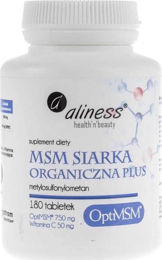 Aliness Aliness MSM Siarka Organiczna Plus - 180 tabletek