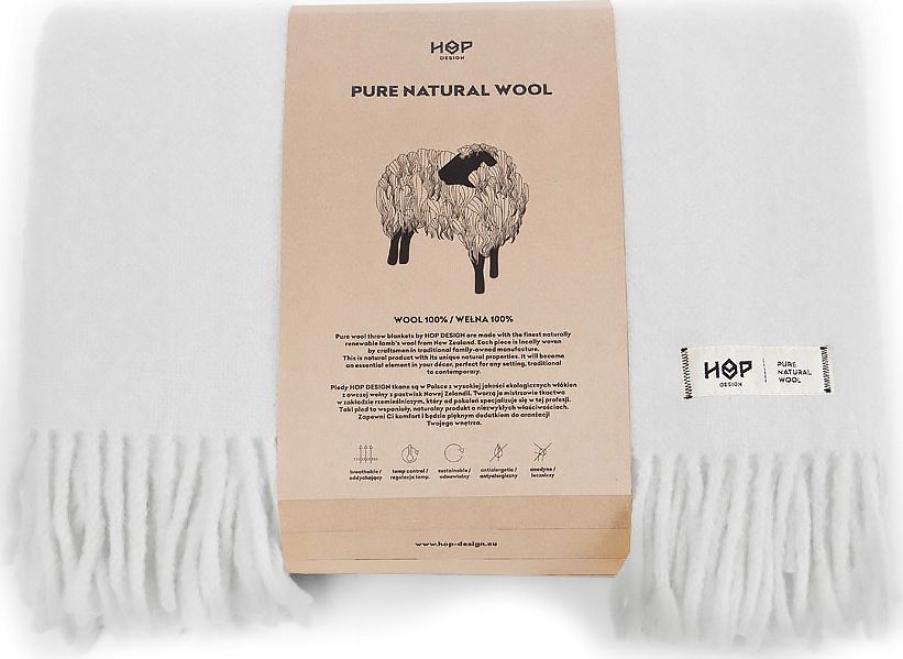 HOP Koc Yeti HOP Design z czystej wełny 145x205 perła