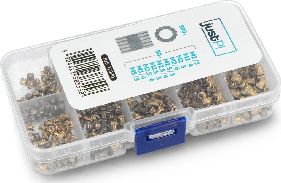 JustPi Mosiężny gwint - insert do druku 3D - różne rozmiary - zestaw 500 sztuk - justPi}