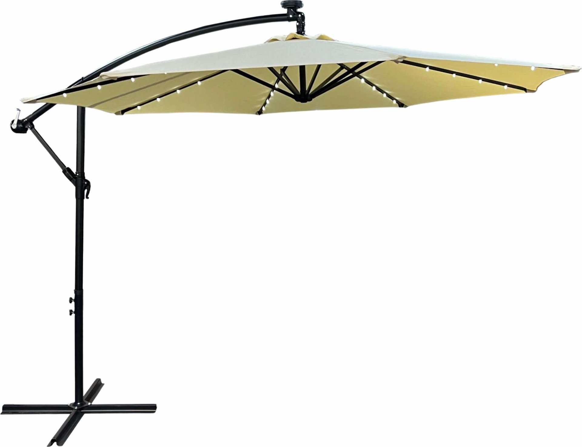 Fancy Garden Parasol ogrodowy MILIN 245x300x300 duży z oświetleniem LED z wysięgnikiem beżowy
