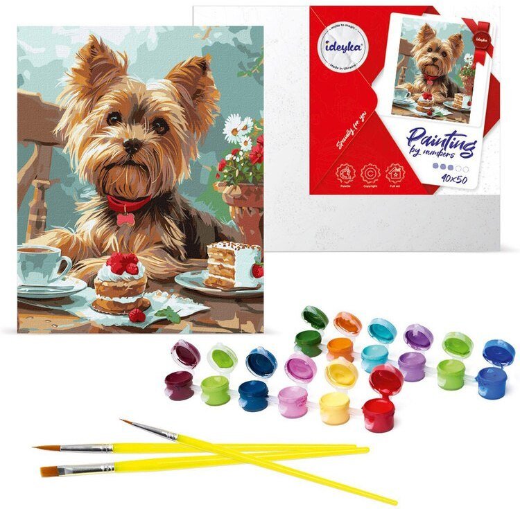 Ideyka Malowanie po numerach 40x50 cm KHO6629 Podwieczorek z yorkiem AP0114