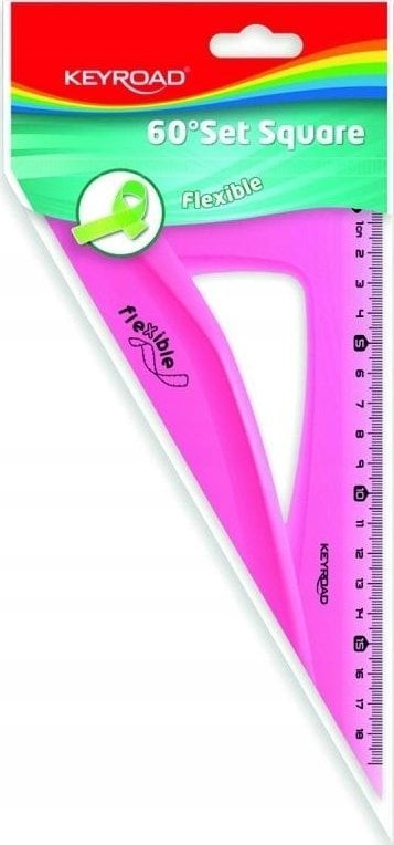 Keyroad Ekierka KEYROAD, 18 cm, 60 stopni, elastyczna, zawieszka, mix kolorów