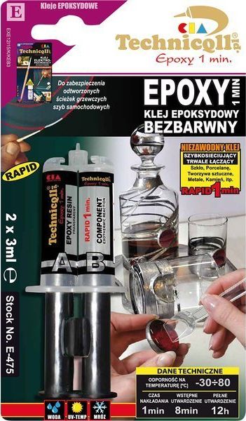 Technicqll Technicqll - Klej epoksydowy 1 min bezbarwny 2x3ml uniwersalny