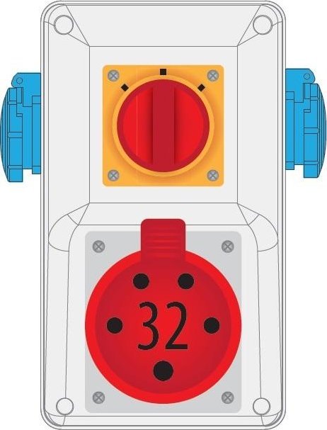 Pawbol Rozdzielnica stacjonarna R-BOX KOMPAKT 1x32A/5P 2x250V, wył. L/P B.325LP - B.325LP