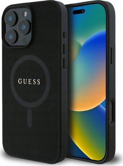 Guess Guess GUHMP16LPSAHMCK iPhone 16 Pro 6.3" czarny/black hardcase Saffiano Classic Logo MagSafe