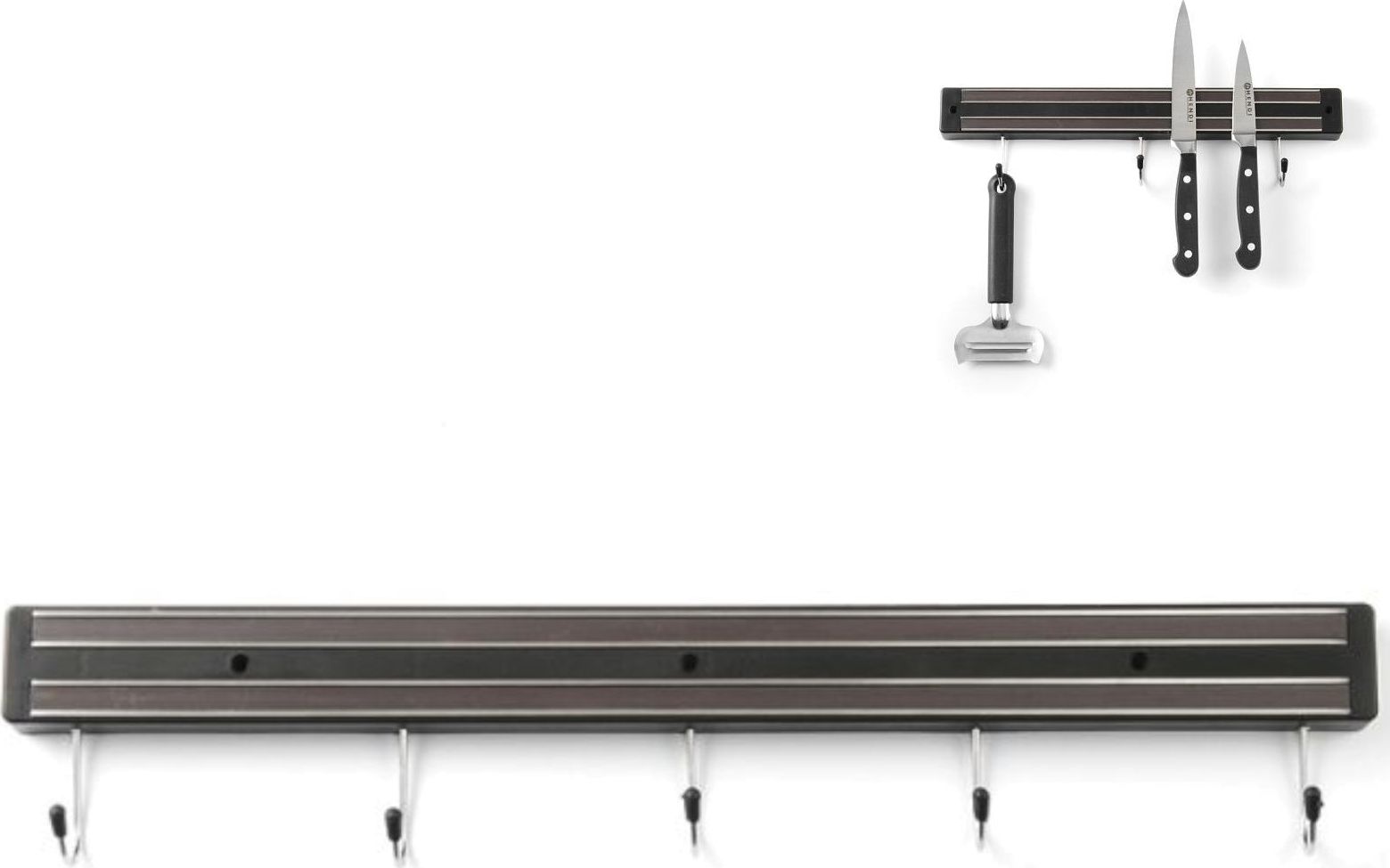 Hendi Listwa magnetyczna na noże z haczykami dł. 450 mm - Hendi 820308 Listwa magnetyczna na noże z haczykami dł. 450 mm - Hendi 820308