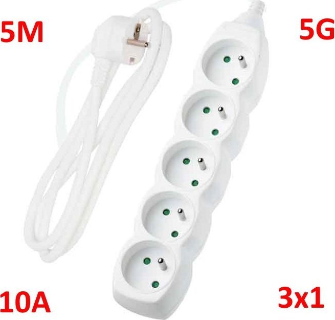 DPM Solid PRZEDŁUŻACZ SIECIOWY 5 GNIAZD 5M 3x1 10A 2300W