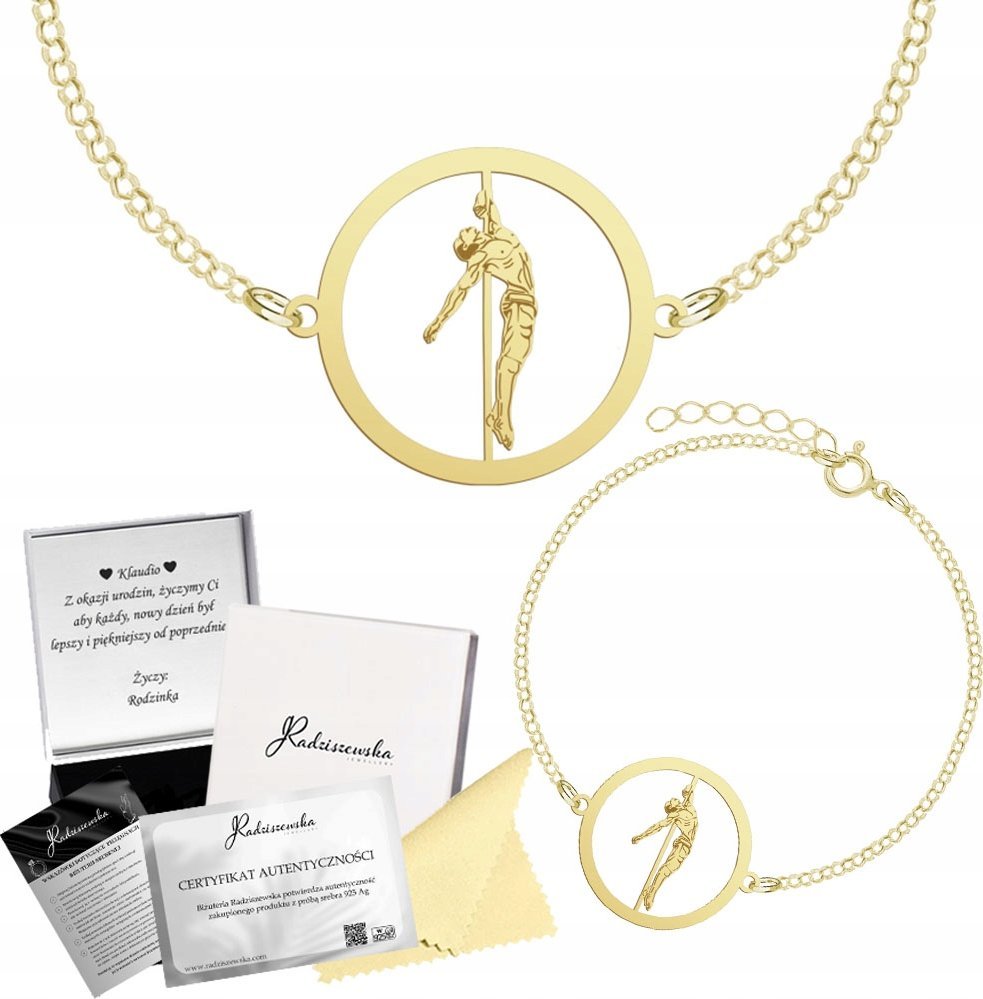 Radziszewska Jewellery Bransoletka Złota Pole Dance Męski Srebro 925 Grawer Gratis Prezent