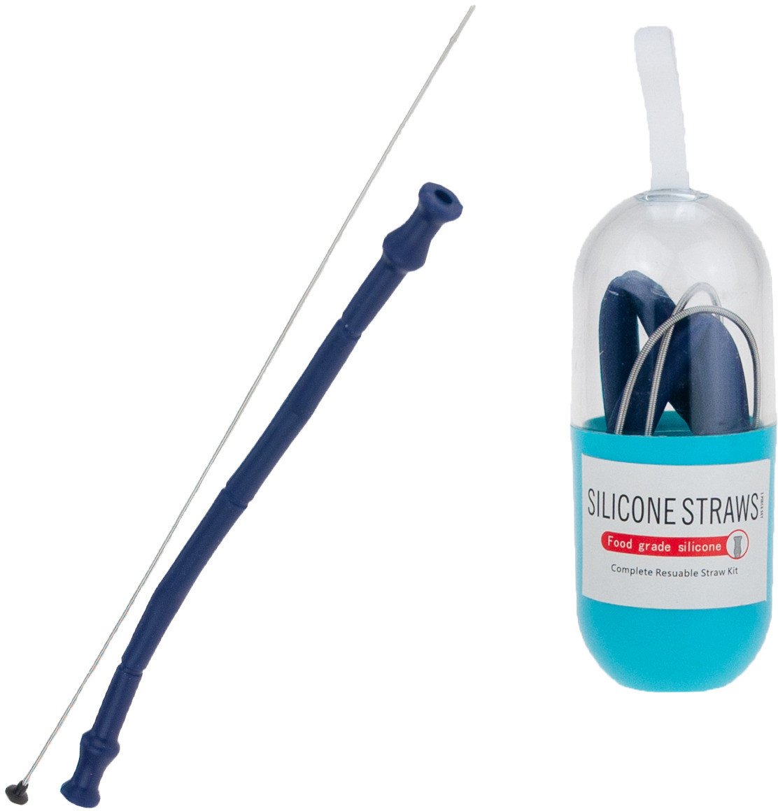 TG56258 SŁOMKA SILIKONOWA WIELORAZOWA PODRÓŻNA SKŁADANA W ETUI + CZYŚCIK EKO