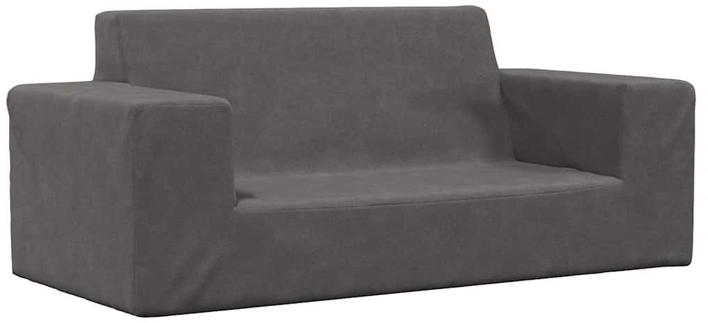 vidaXL 2-os. sofa dla dzieci, antracytowy, miękki plusz