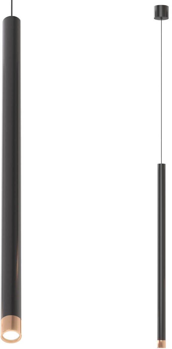 Metalowa lampa wisząca Q I tuba pojedyncza czarna nad wyspę