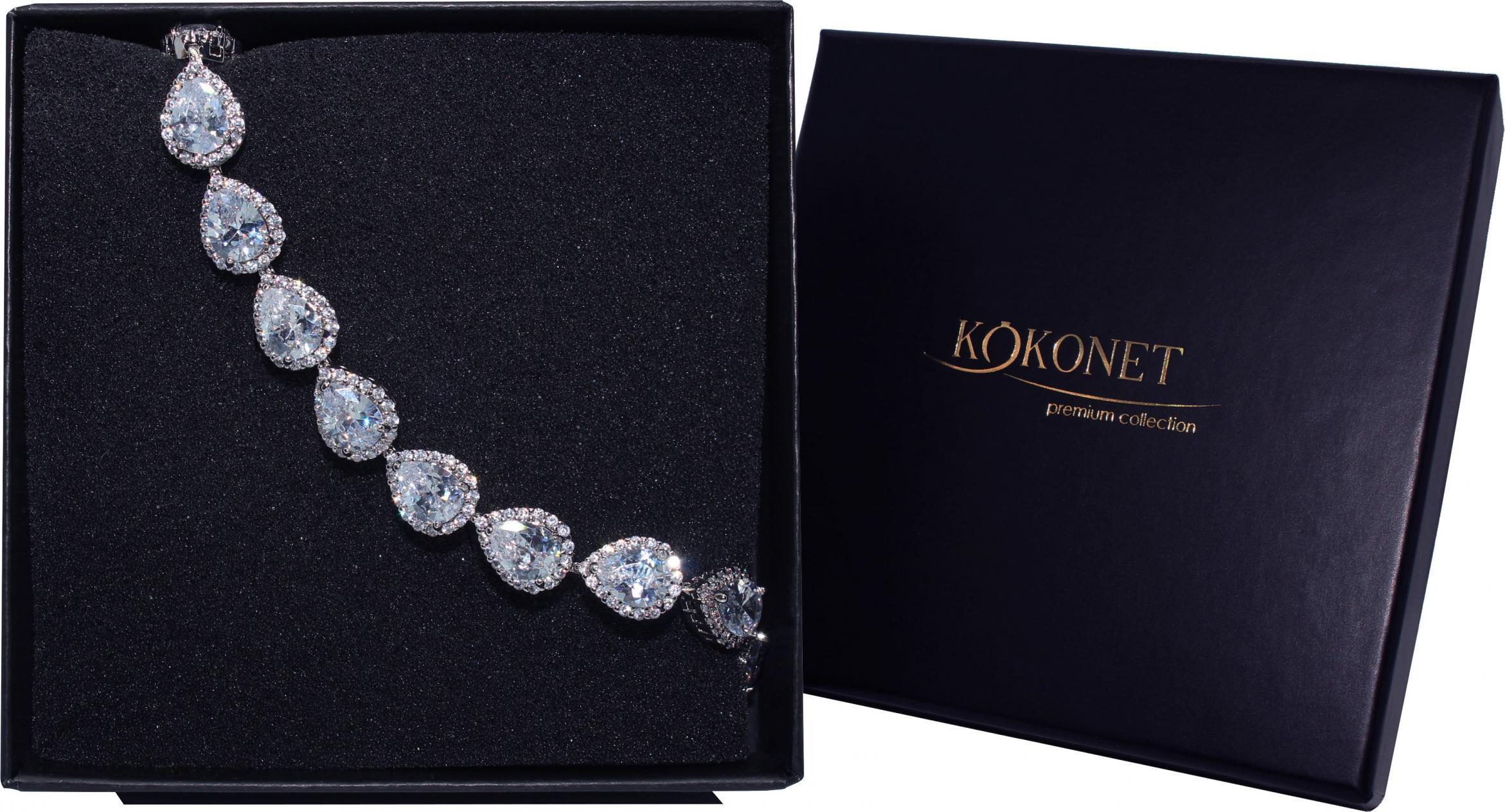 KOKONET BRANSOLETKA srebrna SWAROVSKI cyrkonie ŚLUB WESELE