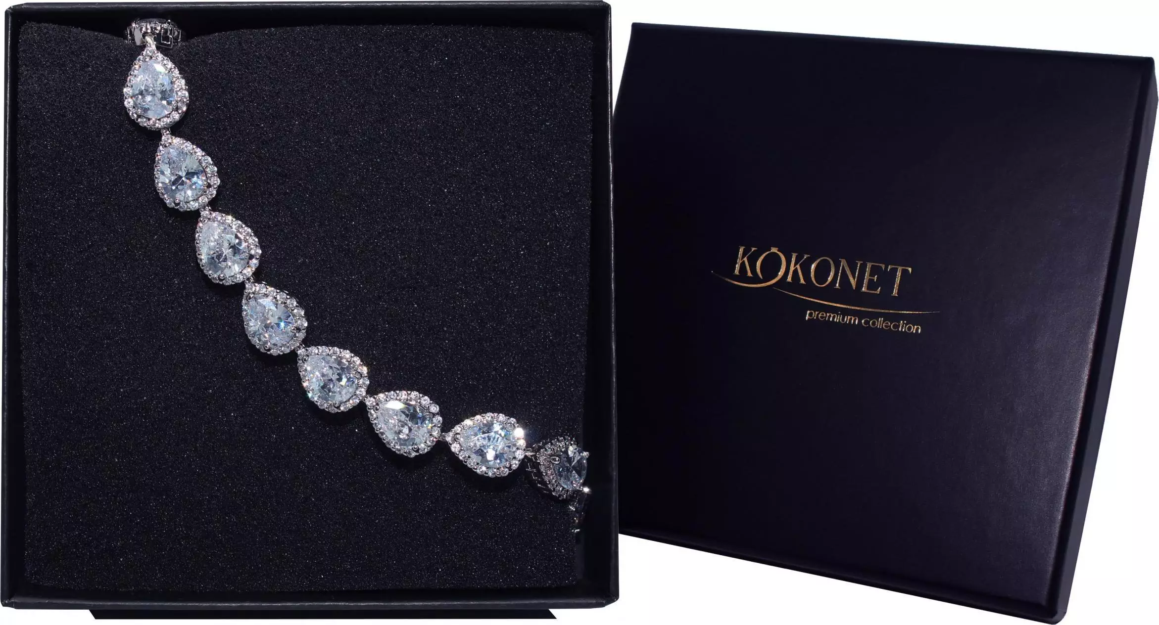 KOKONET BRANSOLETKA srebrna SWAROVSKI cyrkonie ŚLUB WESELE