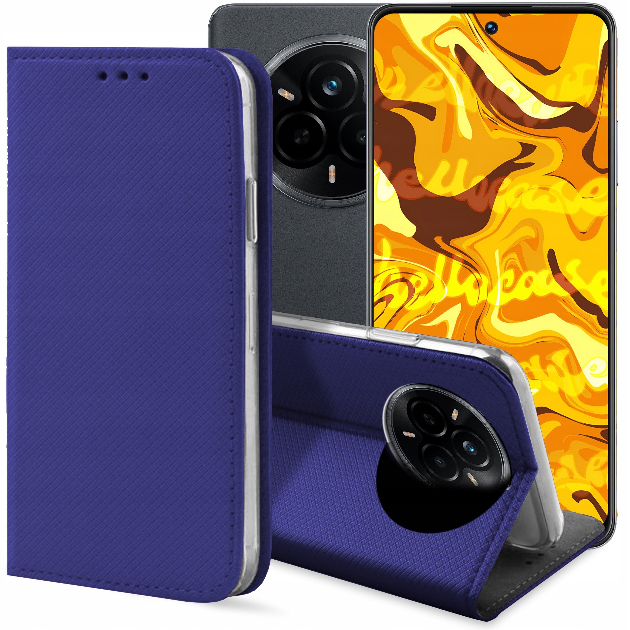 ETUI Z KLAPKĄ DO REALME 14 PRO GRANATOWE ZAMYKANE MAGNETYCZNE KABURA PLECKI