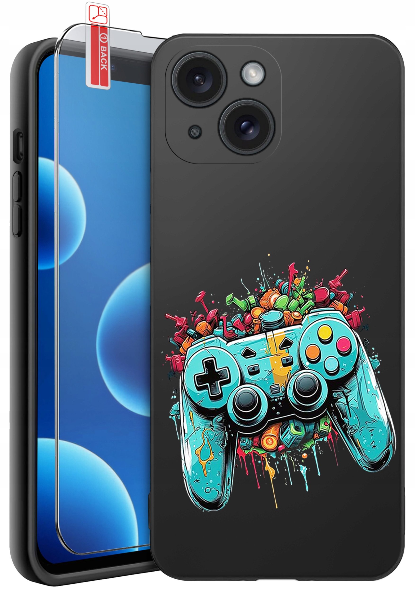 ETUI do iPhone 13 | 14 | WZORY | SILIKONOWE MATT CASE + SZKŁO 9H