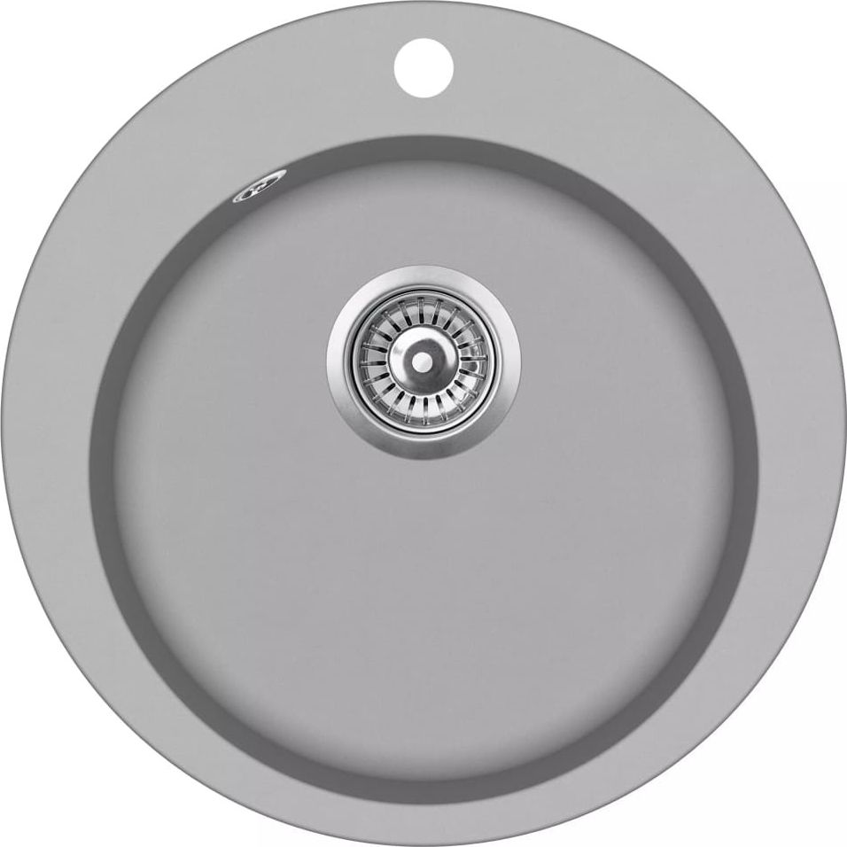 Zlewozmywak vidaXL Granitowy jednokomorowy, okrągły, szary