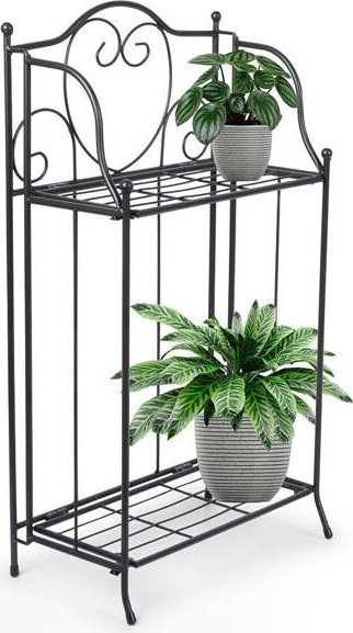 ProGarden Kwietnik metalowy czarny dwupiętrowy 34,5x18,5x65 cm
