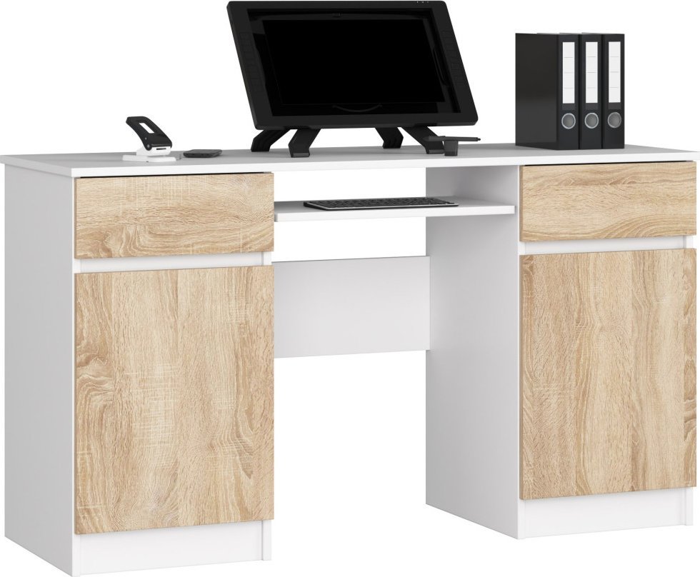 Biurko Fabryka Mebli Akord A5 Biało-Beżowe 135 cm x 50 cm