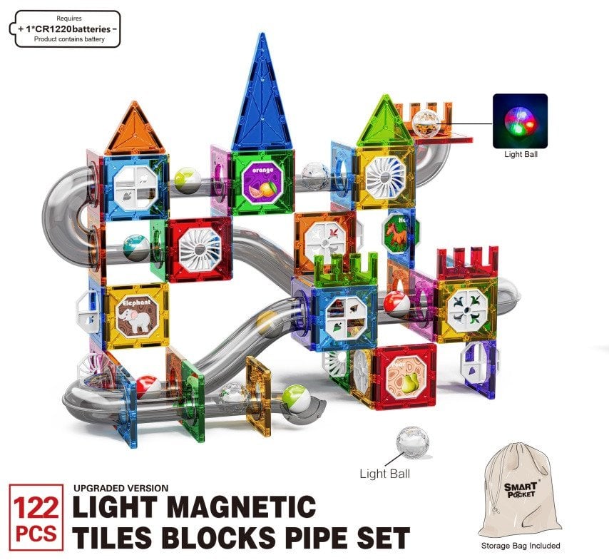 LIGHT MAGNETIC TILES BLOCKS PIPE SET-122