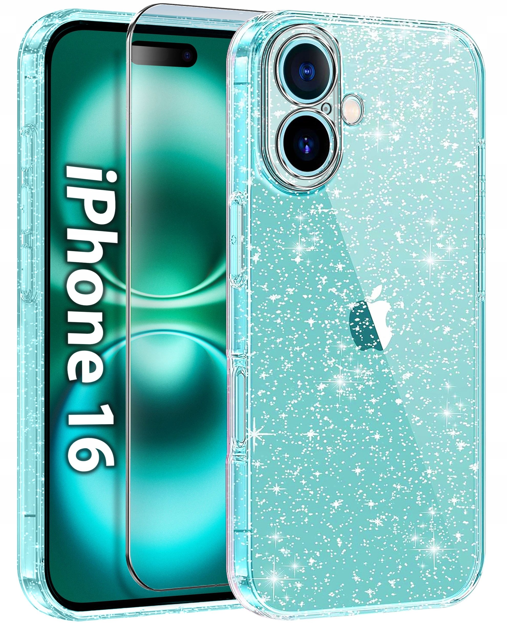 Etui do iPhone 16 SILIKONOWE BROKAT clear CASE + SZKŁO OCHRONNE 9H