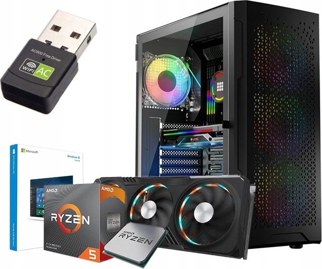 KOMPUTER GAMINGOWY DO GIER RYZEN 5 5600 32GB RTX 4060 8GB M.2 1TB W11 4xRGB