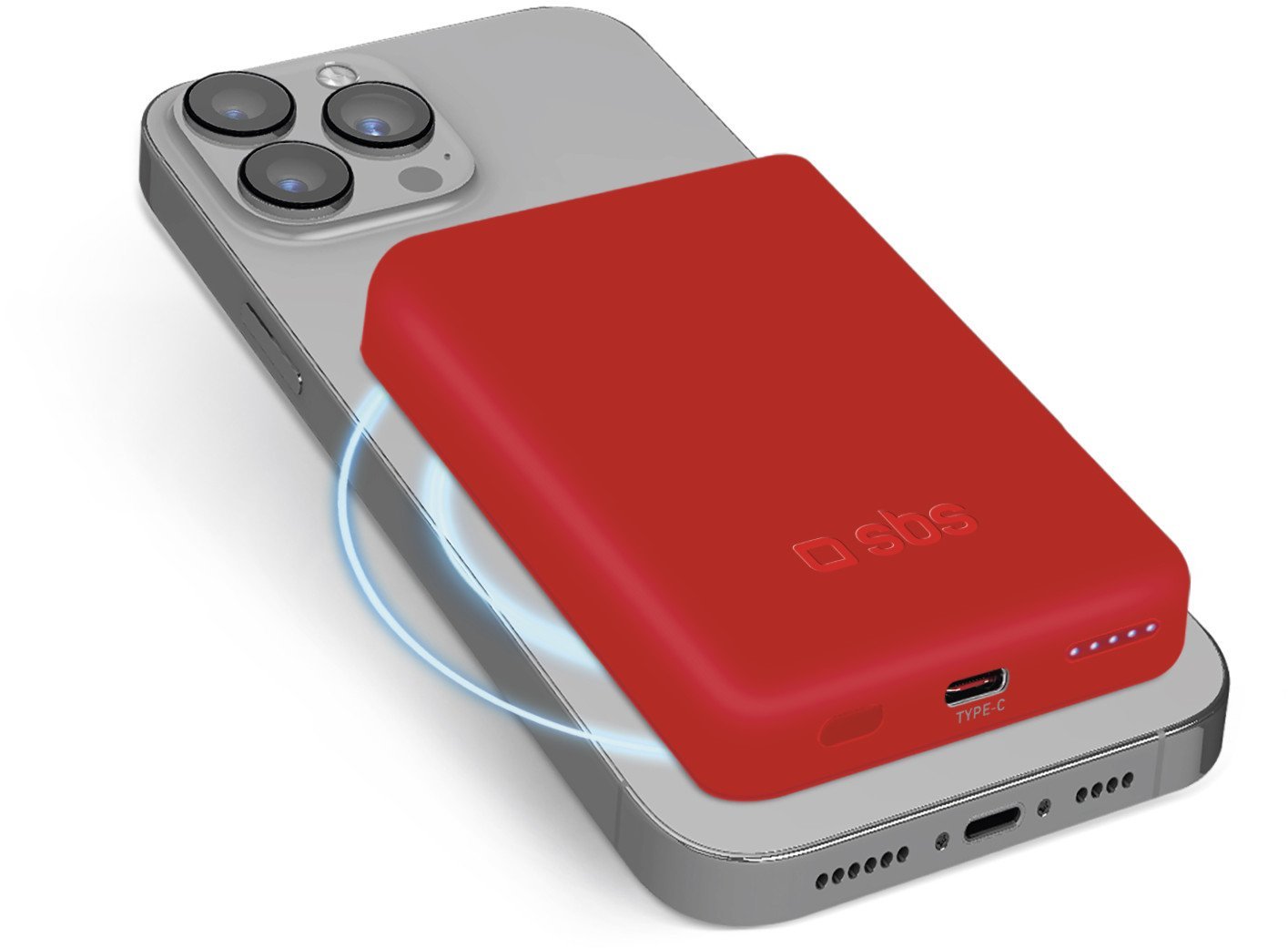 SBS TEBB5000MAG1CR bank mocy Litowo-polimerowy (LiPo) 5000 mAh Bezprzewodowe ładowanie Czerwony