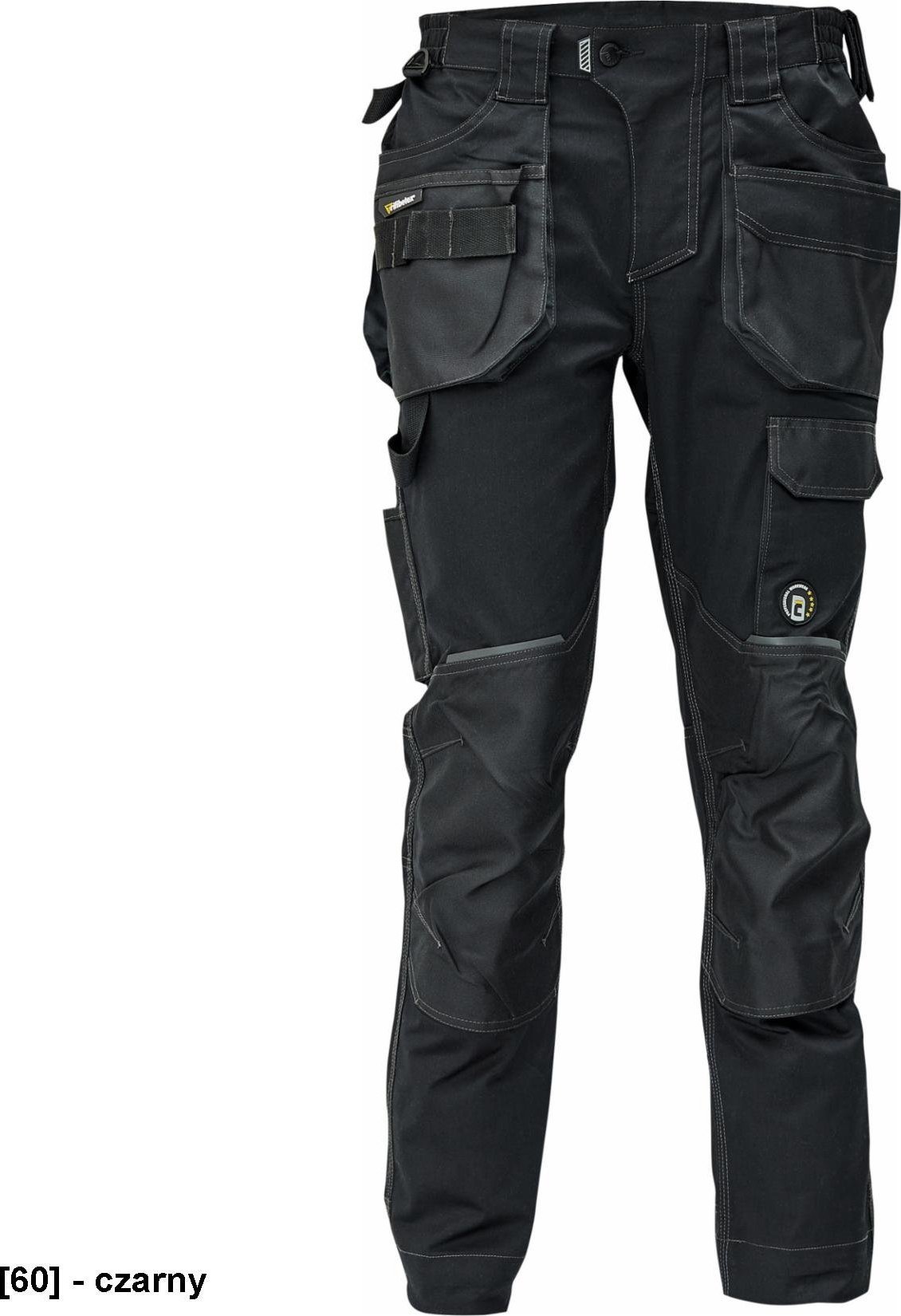 CERVA DAYBORO spodnie - męskie spodnie robocze, odblaskowe elementy, 100 % TRIFIBETEX - czarny 56