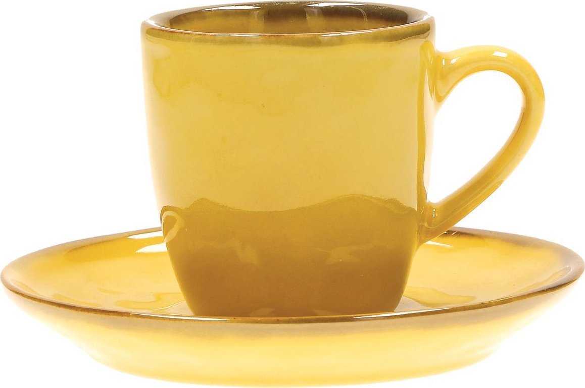 NPC Polska Rose&Tulipani Zestaw 6 filiżanek z kamionki do espresso 90 ml żółty