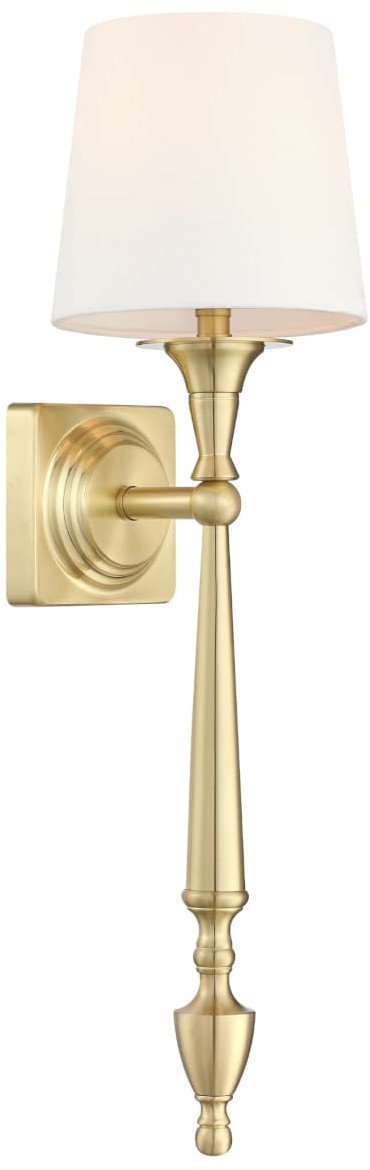 Eklektyczna lampa ścienna Austin W01289BR-WH Cosmolight metal tkanina mosiądz biała