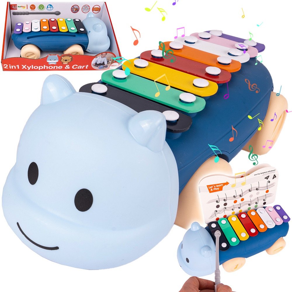 Samochodzik Cymbałki dla dzieci Hipcio do ciągnięcia 2w1