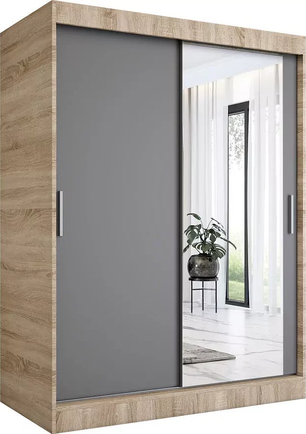 Elior Szafa przesuwna dąb sonoma + antracyt 150 cm - Palmira 4X