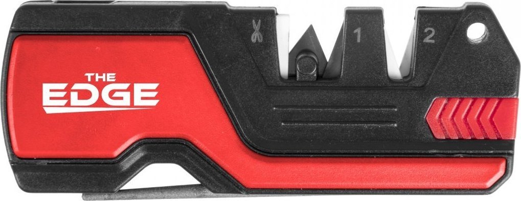 The Edge Ostrzałka do noży THE EDGE bushSHARP czerwona + krzesiwo