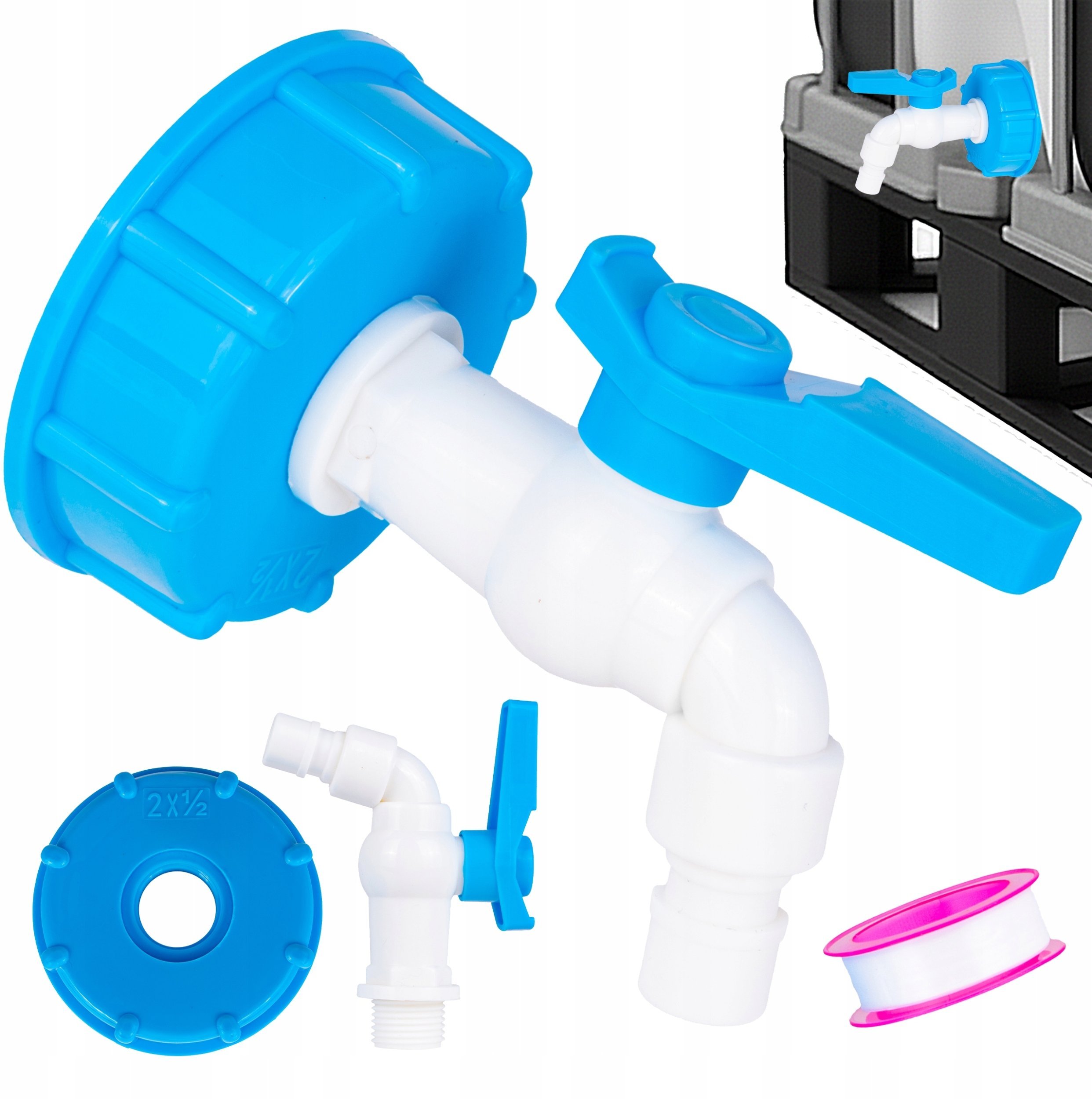 Geko Zestaw – IBC nakrętka S60x6 + kran 1/2" – zawór (125)