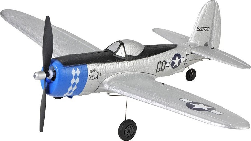TOP RC Hobby Mini P47 z systemem stabilizacji TOP-Gyro Idealny dla początkujących 402MM RTF - Kolor niebiesko srebrny - top104B01