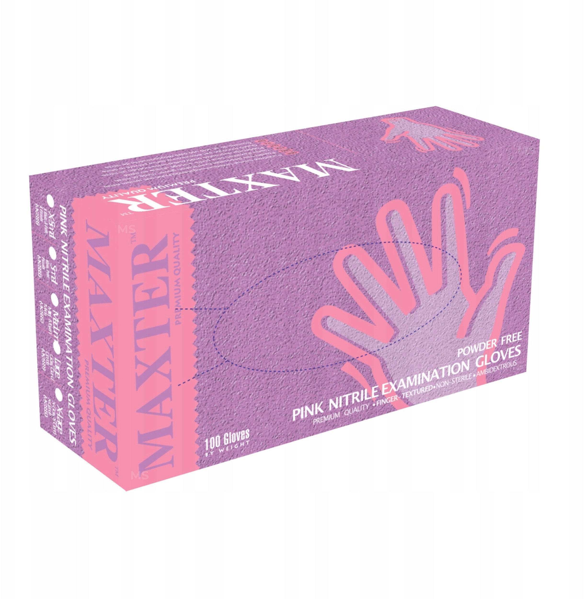 Rękawice nitrylowe bezpudrowe MAXTER, 100 szt., rozmiar L, różowe