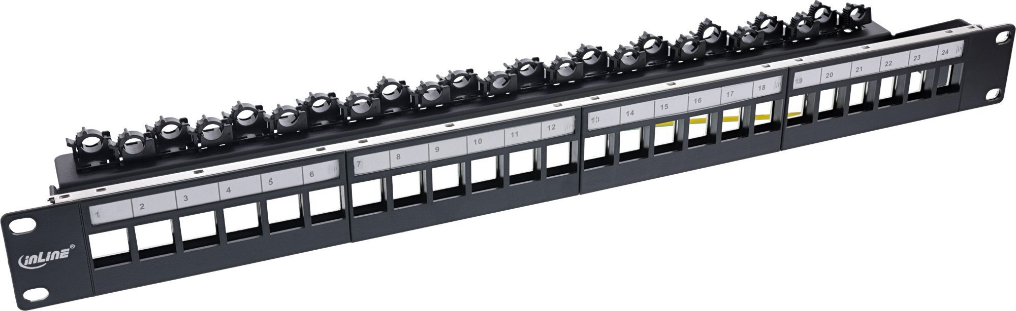 InLine InLine® Patch panel 24-way, Keystone empty panel Patch panel, 19", 1U, black RAL9005