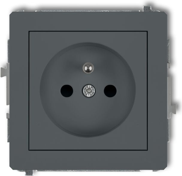 Karlik Gniazdo pojedyncze Deco z/u 2P+Z grafitowy mat (28DGP-1z)