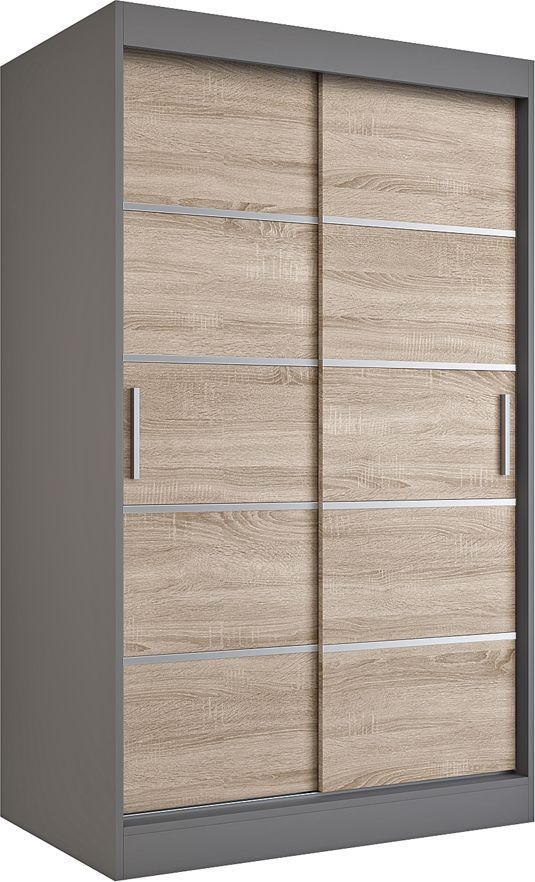 Elior Szafa przesuwna w kolorze antracyt + dąb sonoma - Livia 3X