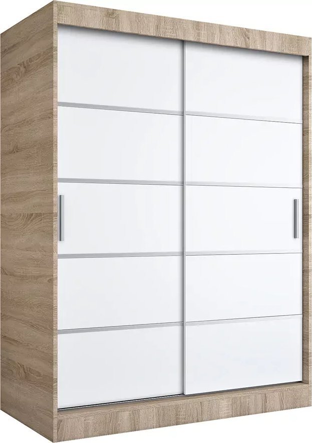 Elior Szafa przesuwna dąb sonoma + biały 150 cm - Livia 4X