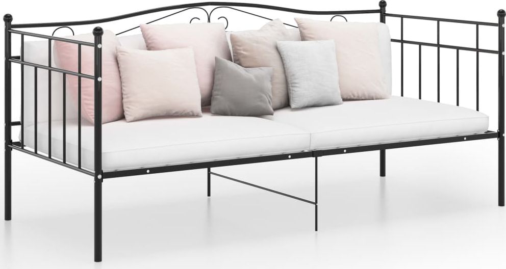 vidaXL Rama sofy, czarna, metalowa, 90x200 cm